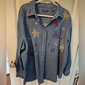 Karen Scott 90's 100% Cotton Denim Shirt